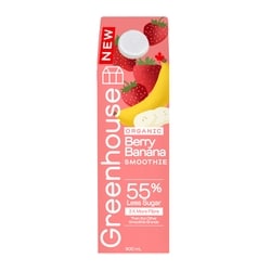 Greenhouse Berry Banana Organic Smoothie, Low Sugar 900 ml, $0.89/100ml