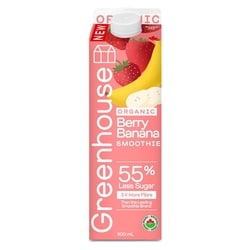 Greenhouse Berry Banana Organic Fruit Smoothie, No Added Sugar 900 ml, $1.44/100ml