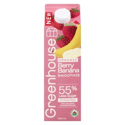 Greenhouse Smoothie Organic Berry Banana 900 ml, $1.44/100ml