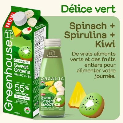 Smoothie vert biologique Délice vert, sans sucre ajouté