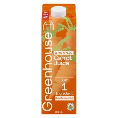 Greenhouse Carrot Juice Organic 900 ml, $1.44/100ml