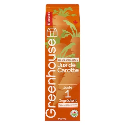 Greenhouse Jus de carotte biologique 900 ml, 1,44 $/100ml