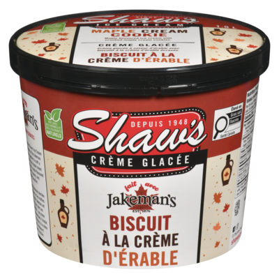 Shaw’s Crème glacée, biscuit à la crème d'érable 1500 ml, 0,63 $/100ml