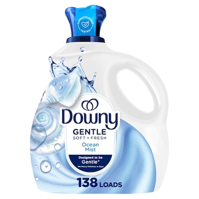 Downy Gentle Soft + Fresh Fabric Softener Liquid, Ocean Mist Scent, 138 loads, Liquid Fabric Softener Designed to be Gentle on Skin 2.76 l, $1.05/100ml