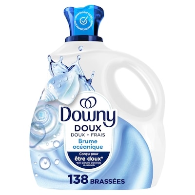 Downy Assouplissant textile liquide Doux et Frais, parfum Brume océanique, assouplissant textile liquide conçu pour être doux pour la peau, 138 brassées 2.76 l, 1,05 $/100ml