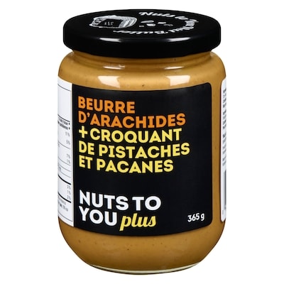 Nuts to You Beurre d’arachides + croquant de pistaches et pacanes 365 g, 2,16 $/100g