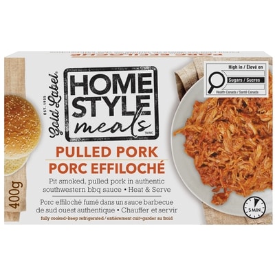 Gold Label Plats maison porc effiloché à la sauce barbecue 400 g, 2,00 $/100g