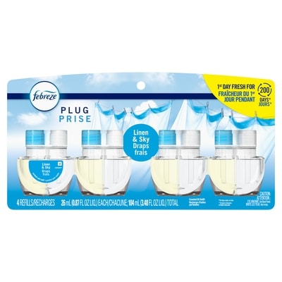 Febreze Plug In Air Freshener, Odor-Fighting Scented Oil Refill, Linen & Sky Scent, 4 Refills 104 ml, $21.14/100ml