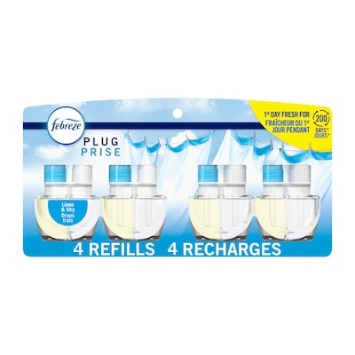 Febreze Plug In Air Freshener, Odor-Fighting Scented Oil Refill, Linen & Sky Scent, 4 Refills 104 ml, $21.14/100ml