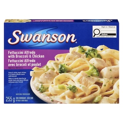 Swanson Fettuccini alfredo avec brocoli et poulet 255 g, 1,76 $/100g