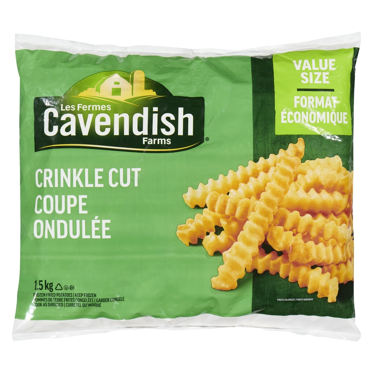 CAVENDISH FARMS Frozen Fried Potatoes Crinkle Cut Value Size 1.5 kg, $0.20/100g