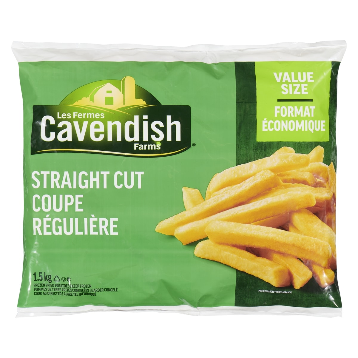 CAVENDISH FARMS Frozen Fried Potatoes Straight Cut Value Size 1.5 kg, $0.20/100g