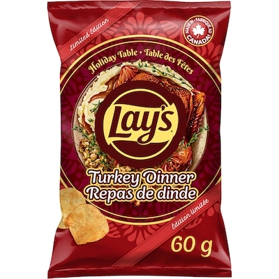 Lay's Turkey Dinner Potato Chips 60 g, $3.82/100g