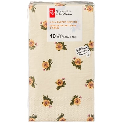 President's Choice 3 Ply Buffet Napkins 40 Pack - Marigold 40 ea, $0.13/1ea