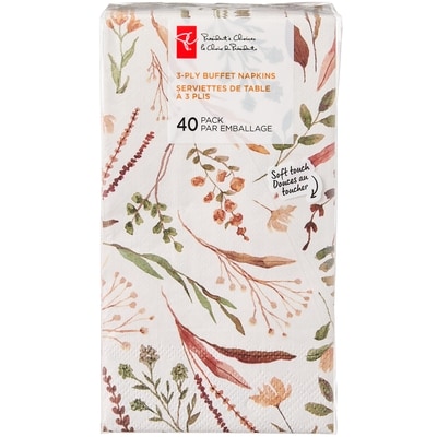 President's Choice 3 Ply Buffet Napkins 40 Pack - Botanical 40 ea, $0.13/1ea