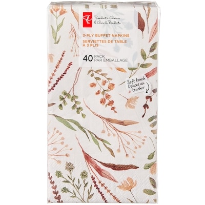 le Choix du Président Lot de 40 serviettes de table à 3 plis – motif botanique 40 ea, 0,13 $/1ch