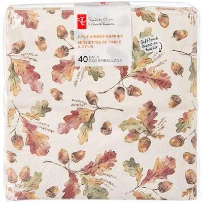 le Choix du Président Lot de 40 serviettes de table à 3 plis – feuilles de chêne 40 ea, 0,13 $/1ch