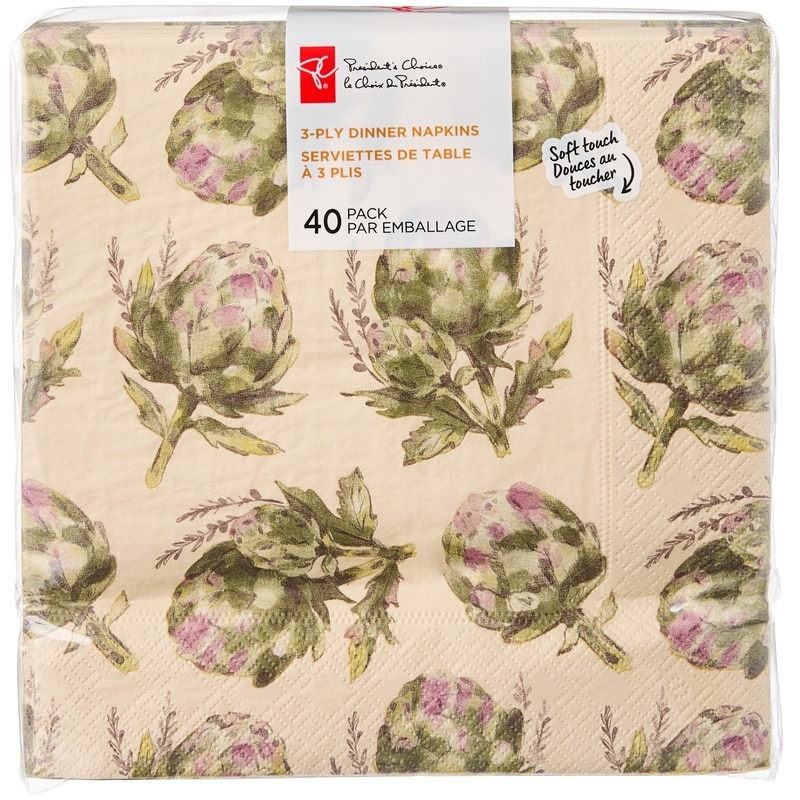President's Choice 3 Ply Dinner Napkins 40 Pack - Artichokes - 40
