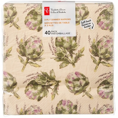 le Choix du Président Lot de 40 serviettes de table à 3 plis – artichauts 40 ea, 0,13 $/1ch