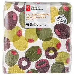 le Choix du Président Lot de 60 serviettes à cocktail à 3 plis – olives 60 ea, 0,08 $/1ch