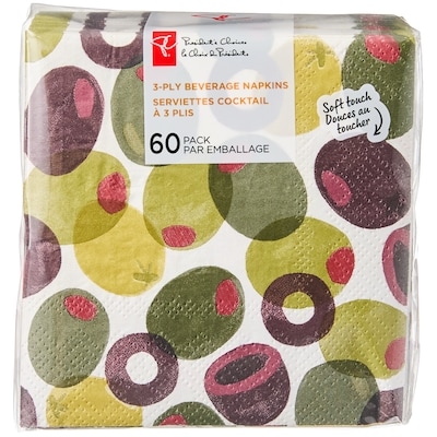 le Choix du Président Lot de 60 serviettes à cocktail à 3 plis – olives 60 ea, 0,08 $/1ch