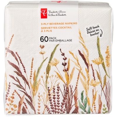 le Choix du Président Lot de 60 serviettes à cocktail à 4 plis – scène botanique 60 ea, 0,08 $/1ch