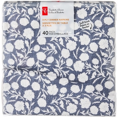President's Choice 3 Ply Dinner Napkins 40 Pack - Floral 40 ea, $0.13/1ea