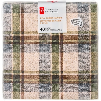 President's Choice 3 Ply Dinner Napkins 40 Pack - Plaid 40 ea, $0.13/1ea