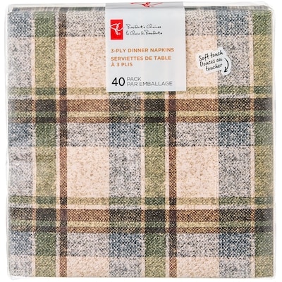le Choix du Président Lot de 40 serviettes de table à 3 plis – carreaux 40 ea, 0,13 $/1ch