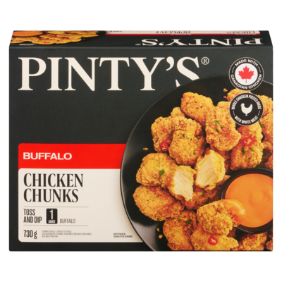 Pinty's Chicken Chunks Buffalo 730 g, $3.01/100g