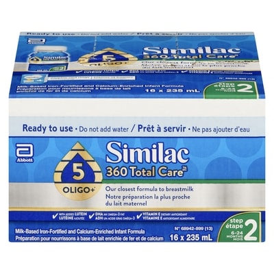 Similac Préparation pour nourrissons à base de lait enrichie de fer et de calcium step 2 6-24 mois 16x235.0 ml, 2,39 $/100ml