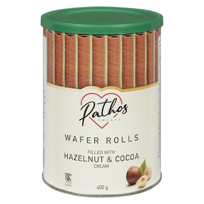 Pathos Treats Wafer Rolls Filled With Hazelnut & Cocoa Cream 400 g, $1.75/100g