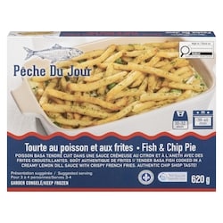 PECHE DU JOUR Tourte au poisson et aux frites 620 g, 2,42 $/100g