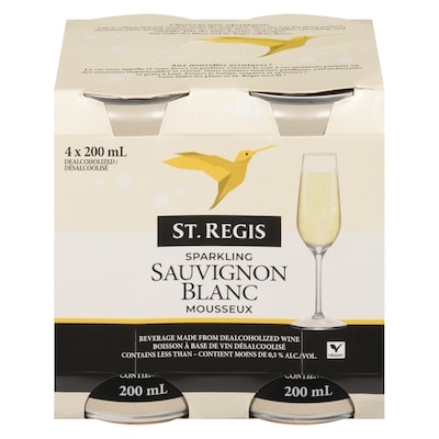 St. Regis Boisson à base de vin désalcoolisé sauvignon blanc mousseux 4x200.0 ml, 2,12 $/100ml