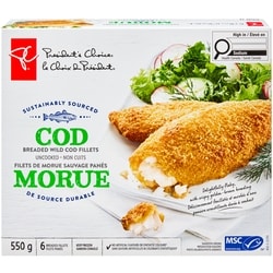 le Choix du Président Filets de morue sauvage panés 550 g, 2,73 $/100g