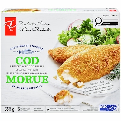 President's Choice Breaded Wild Cod Fillets 540 g, $2.78/100g