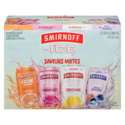 Smirnoff Boisson de malt alcoolisée de qualité supérieure saveurs mixtes (Pièce d’identité requise au moment du ramassage) 12x355.0 ml, 0,62 $/100ml