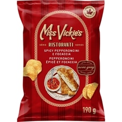 Miss Vickies Spicy Pepperoncini & Focaccia Flavour Kettle Cooked Potato Chips 190 g, $2.89/100g