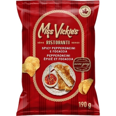 Miss Vickies Spicy Pepperoncini & Focaccia Flavour Kettle Cooked Potato Chips 190 g, $2.36/100g
