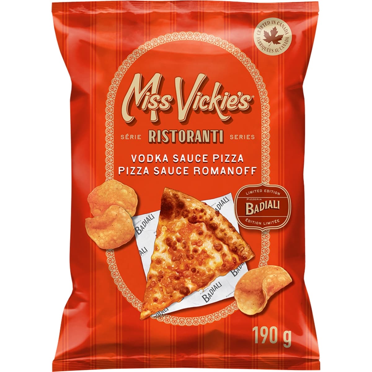 Miss Vickie’s Croustilles cuites à la marmite Saveur Pizza sauce Romanoff 190 g, 2,89 $/100g