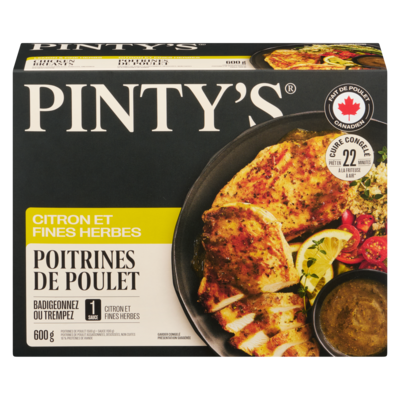 Pinty’s Poitrines de poulet citron et fines herbes 600 g, 2,83 $/100g