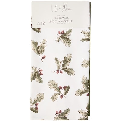 Life at Home Cotton Tea Towels 2 Pack - Acorn Leaves 2 ea, $5.00/1ea