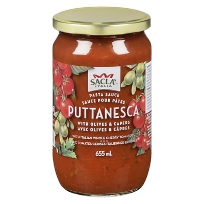 Sacla Pasta Sauce Puttanesca 655 ml, $0.99/100ml