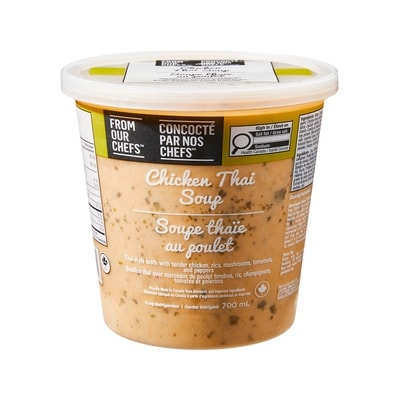 Concocté par nos chefs Soupe thaïlandaise au poulet 700 ml, 1,36 $/100ml