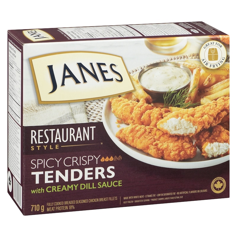 Fully Cooked Breaded Seasoned Chicken Breast Fillets Spicy Crispy Tenders With Creamy Dill Sauce