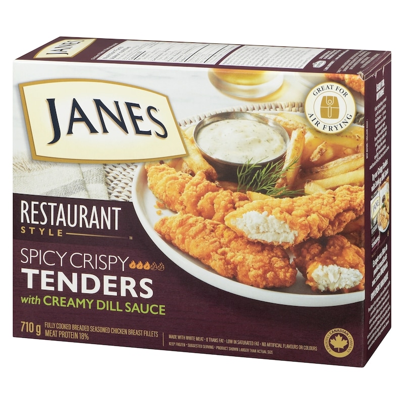 Fully Cooked Breaded Seasoned Chicken Breast Fillets Spicy Crispy Tenders With Creamy Dill Sauce