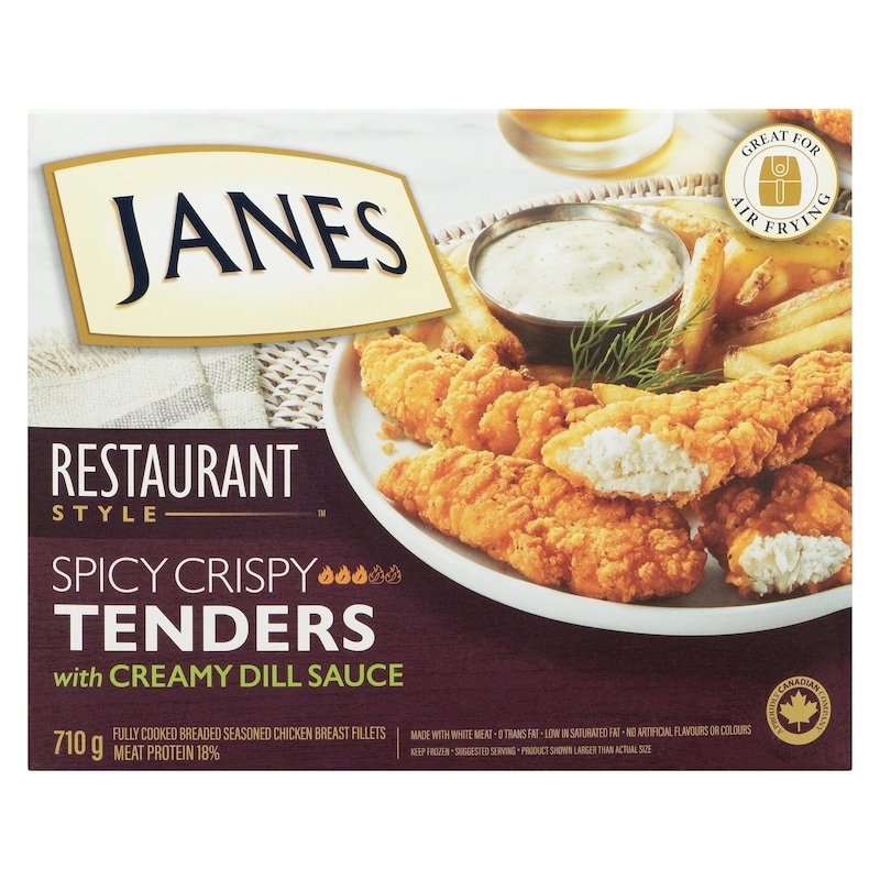 Fully Cooked Breaded Seasoned Chicken Breast Fillets Spicy Crispy Tenders With Creamy Dill Sauce
