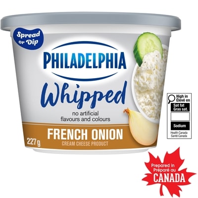 Philadelphia Produit de fromage à la crème fouetté d'oignon à la française 227 g, 2,55 $/100g