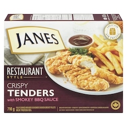 Janes Fully Cooked Breaded Seasoned Chicken Breast Fillets Crispy Tenders With Smokey Bbq Sauce 710 g, $2.67/100g