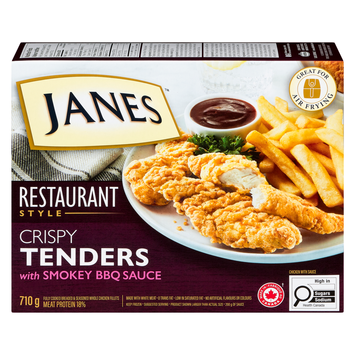 Janes Fully Cooked Breaded Seasoned Chicken Breast Fillets Crispy Tenders with Smokey BBQ Sauce